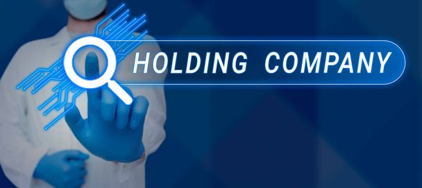 Kézírás jel Holding Company, Üzleti kirakat készletek tulajdon és egyéb pénzügyi eszközök valaki birtokában - Fotó, kép