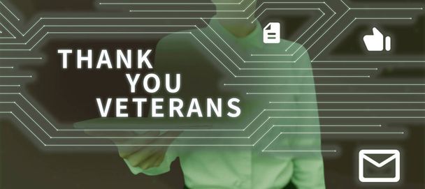Натхнення, що показує знак Дякую Ветерани, Концептуальне фото Вираження вдячності Вітання вдячності
 - Фото, зображення