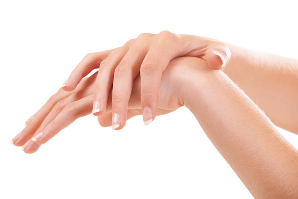 A hidratar cada centímetro da mão. a mãos de mulheres - Foto, Imagem
