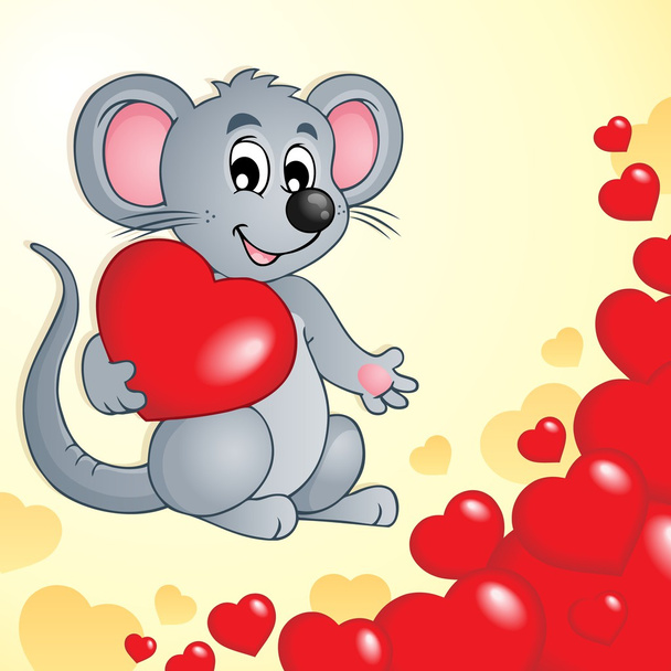 Valentine theme with mouse and hearts - Vektor, obrázek