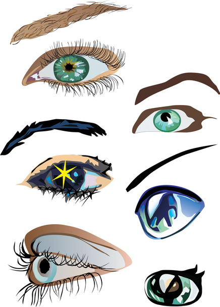Seis olhos de mulher cor
 - Vetor, Imagem