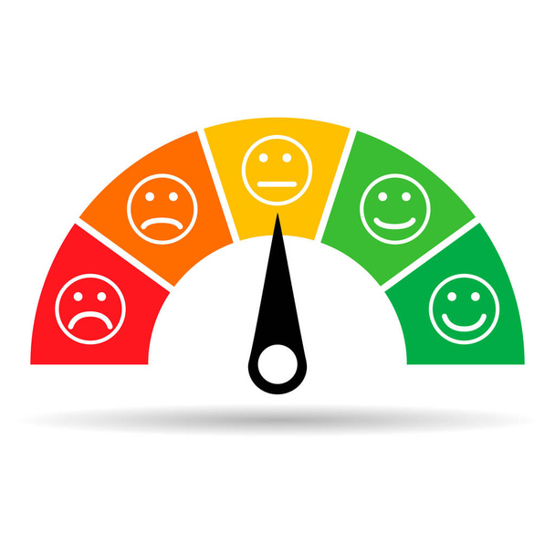 Icona ombra del misuratore di soddisfazione del cliente, grafico rating misurare business report vettoriale illustrazione . - Vettoriali, immagini