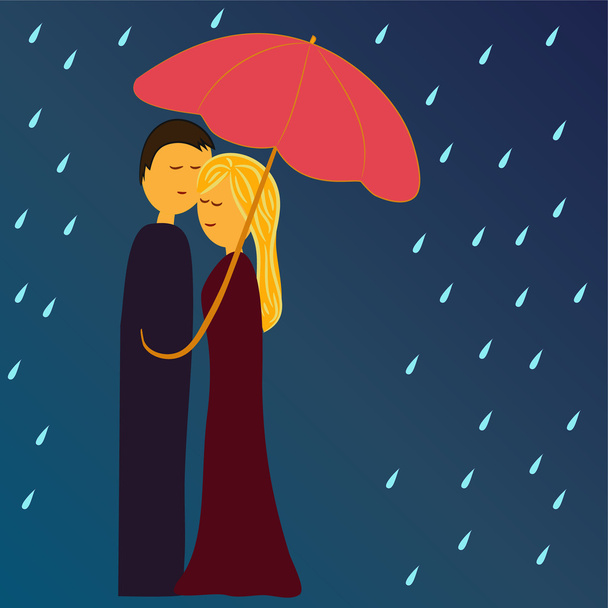 couple under umbrella - Vector, Image