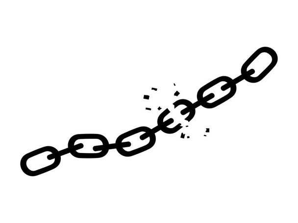 Zlomený černý řetěz. Koncept svobody. vektorová ilustrace eps - Vektor, obrázek