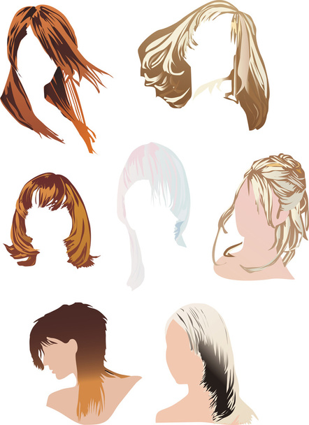 seven woman hairstyles - Vector, Image