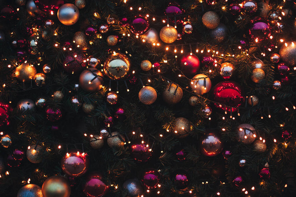 christmas background with balls and lights - Fotoğraf, Görsel