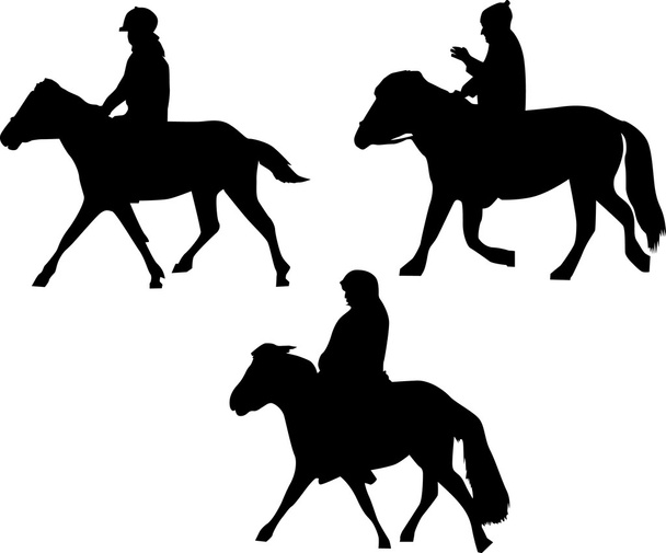 3 人の騎手のシルエット - ベクター画像