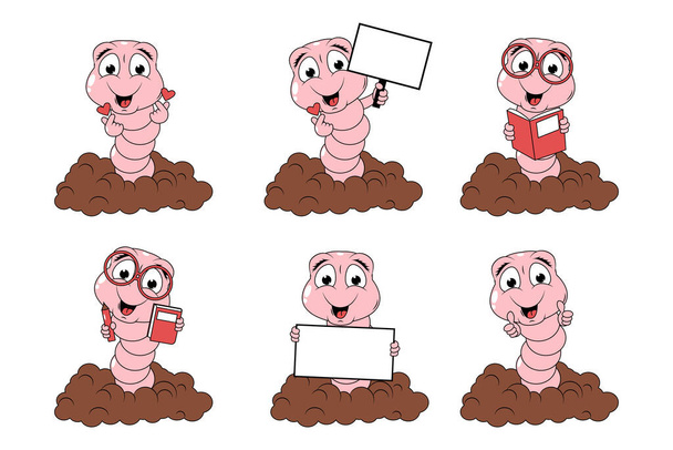carino verme animale cartone animato grafico - Vettoriali, immagini