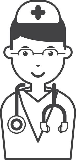 male doctor illustration in minimal style isolated on background - Vector, Image