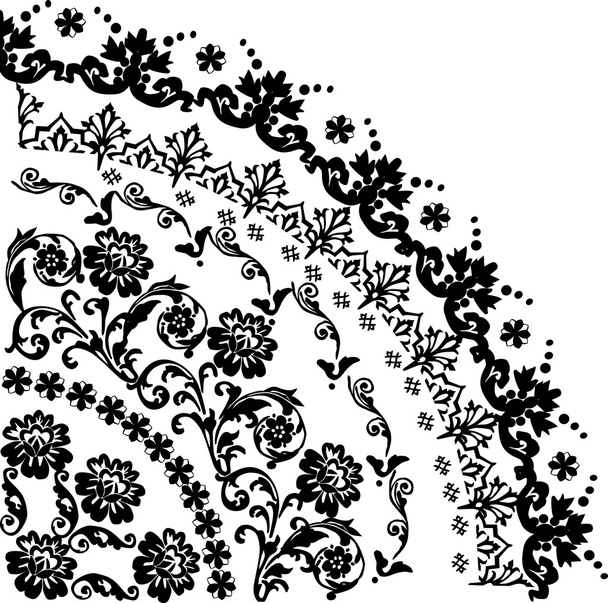 bloem met krullen zwarte Kwadrant - Vector, afbeelding