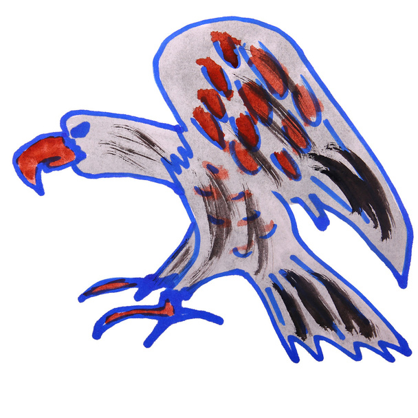 акварельний малюнок дітей мультяшний орел на білому тлі
 - Фото, зображення