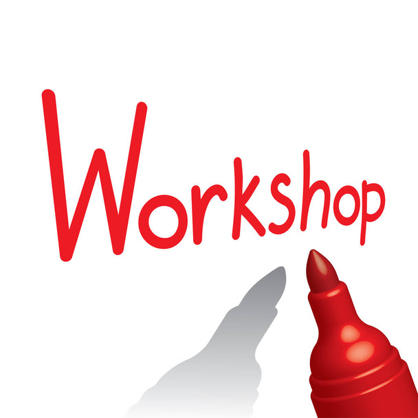 red marker pen and lettering WORKSHOP, web icon - Vector, Image