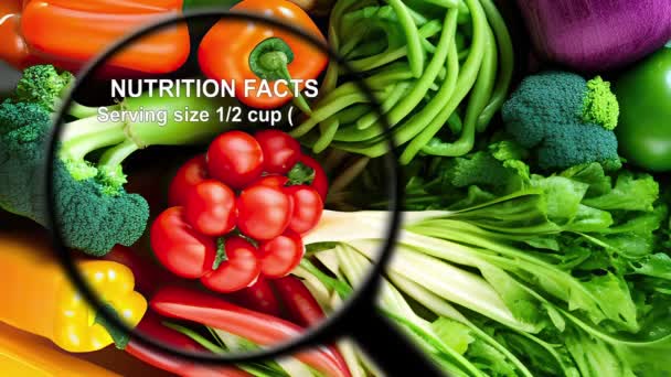 Fatos nutricionais em vários vegetais - Filmagem, Vídeo