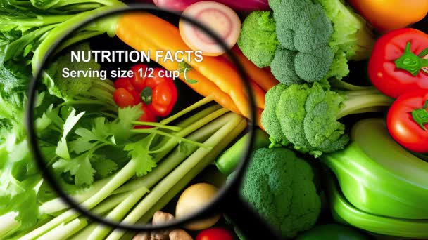 Fakty żywieniowe dotyczące różnych warzyw - Materiał filmowy, wideo