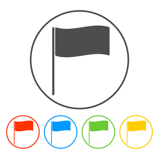 Flag icon. Location marker symbol. Flat design style. - Vector, Image