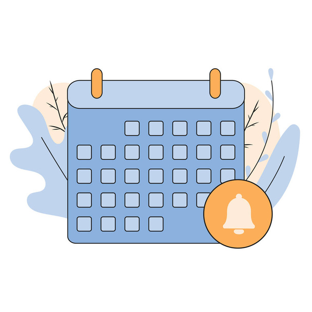 Kalender met klok platte cartoon icoon vector. Aanmeldingskalender pictogram. Klokalarm herinneringsbord. Vector - Vector, afbeelding