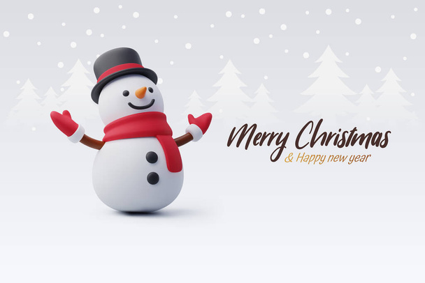 3D Vektör Şirin Kardan Adam, Mutlu Noeller Kardan Adam ya da Yeni Yıl Kutlama Konsepti.  - Vektör, Görsel