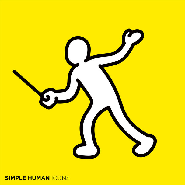 Einfache menschliche Symbolserie "Die Person, die erklärt" - Vektor, Bild