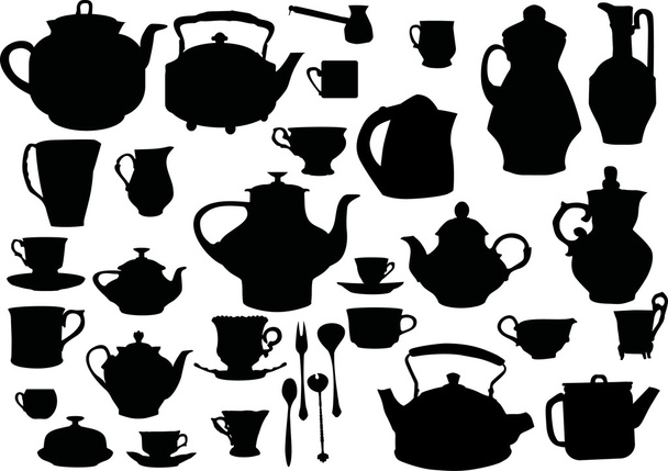 tea and coffee ware set - Vector, Image