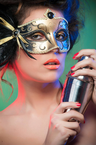 woman with colorful carnival mask - Zdjęcie, obraz