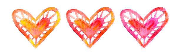 Aquarelles multicolores coeur illustration isolé sur fond blanc - Photo, image