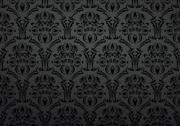 Текстильный орнамент обоев черный
 - Вектор,изображение
