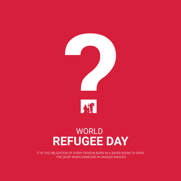 Всесвітній день біженців. Творчі реклами соціальних медіа. 3D ілюстрації. - Вектор, зображення