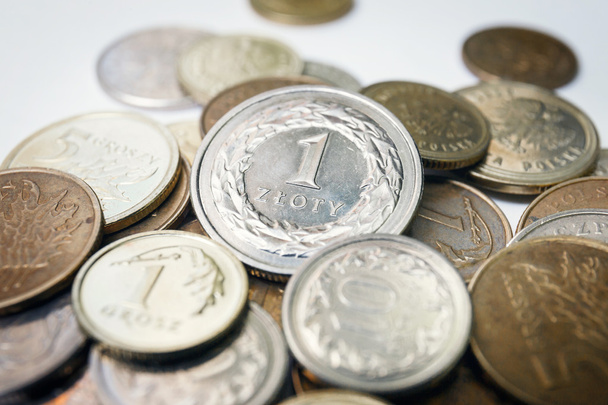 Lengyel zloty érmék, közelről - Fotó, kép