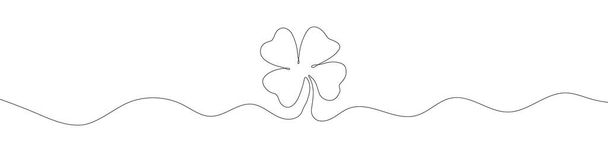 Continuous linear drawing of clover leaves. One line drawing background. Vector illustration. Linear drawing image of saint patrick clover leaf - Vector, Image