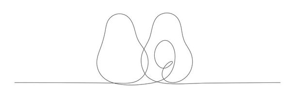 Avocado durchgehende Linienzeichnung. Handgezeichnete lineare Avocado. Vektor-Illustration isoliert auf Weiß. - Vektor, Bild