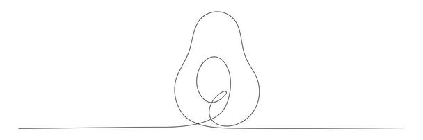 Авокадо непрерывный рисунок одной линии. Ручное рисование авокадо. Векторная иллюстрация изолирована на белом. - Вектор,изображение