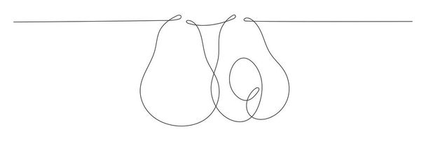 Avocado continue een lijn tekening. Met de hand getekend lineair avocado. Vector illustratie geïsoleerd op wit. - Vector, afbeelding