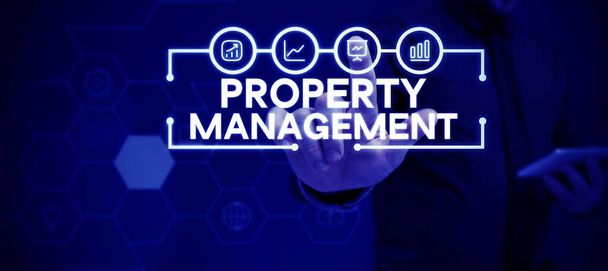 Schreiben von Anzeigetext Property Management, Word for Supervision of Real Estate Erhaltener Wert der Anlage - Foto, Bild