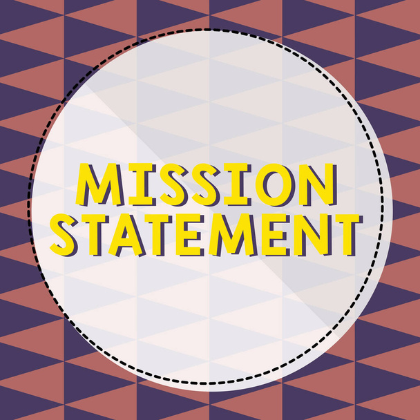 Τίτλος κειμένου που παρουσιάζει τη δήλωση αποστολής, Επιχειρηματική επισκόπηση Επίσημη περίληψη των στόχων και των αξιών μιας εταιρείας - Φωτογραφία, εικόνα