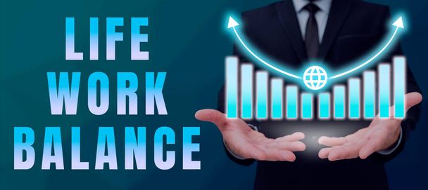 Вдохновение показывает знак Life Work Balance, Business showcase stability person needs between his job and personal time - Фото, изображение