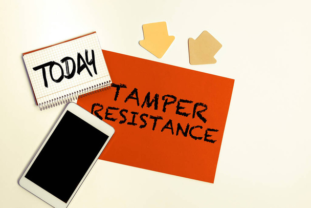 Έμπνευση που δείχνει σημάδι Αντίσταση Tamper, Ιντερνετ Concept resilent σε σωματική βλάβη, απειλές, εκφοβισμό, ή διεφθαρμένη πειθώ - Φωτογραφία, εικόνα