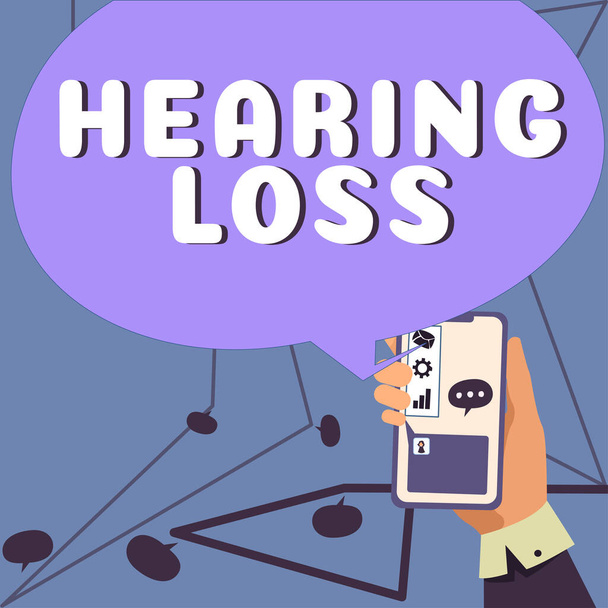 Affichage conceptuel Perte auditive, aperçu de l'entreprise est partielle ou totale incapacité à écouter les sons normalement - Photo, image