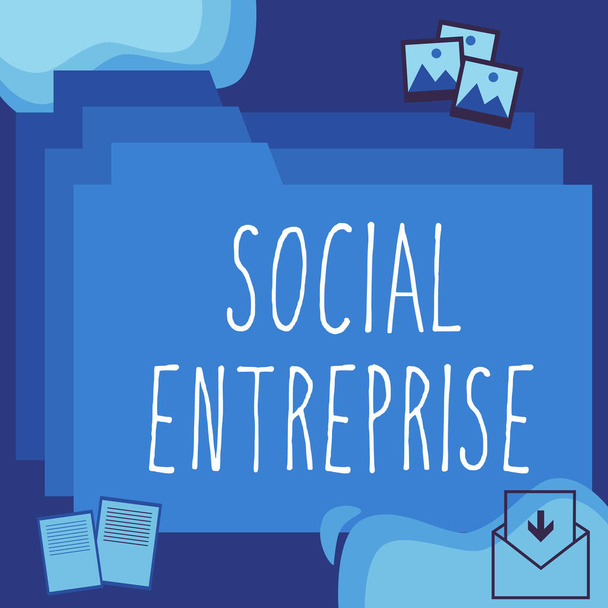 Podpis koncepcyjny Przedsiębiorczość społeczna, podejście biznesowe Biznes, który zarabia pieniądze w sposób odpowiedzialny społecznie - Zdjęcie, obraz