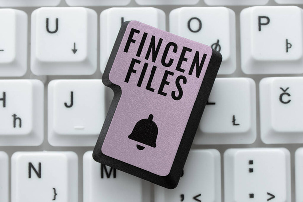 Концептуальная подпись Fincen Files, Internet Concept Transactions in financial assets and liabilities - Фото, изображение