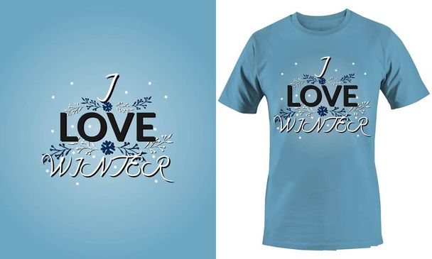 Me encanta Winter T-shirt Design Illustration - Vector, imagen