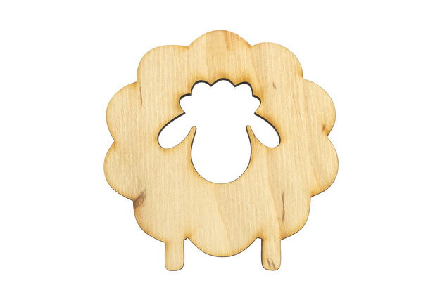 houten symbool van schapen geïsoleerd over Wit - Foto, afbeelding