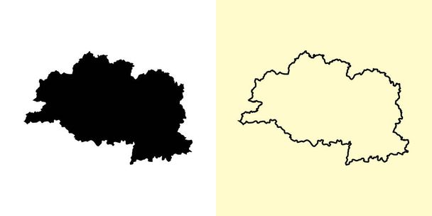 Vitsebsk mapa, Bielorrusia, Europa. Diseños de mapas rellenos y esquemáticos. Ilustración vectorial - Vector, Imagen