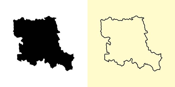 Karte von Stara Sagora, Bulgarien, Europa. Ausgefüllte und umrissene Kartenentwürfe. Vektorillustration - Vektor, Bild
