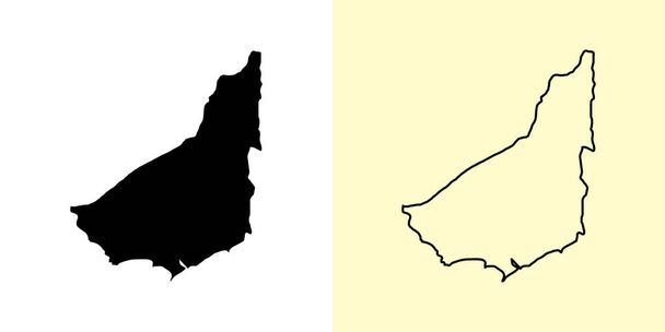 Mapa Maldonada, Uruguay, Amerika. Vyplněné a obrysové návrhy map. Vektorová ilustrace - Vektor, obrázek