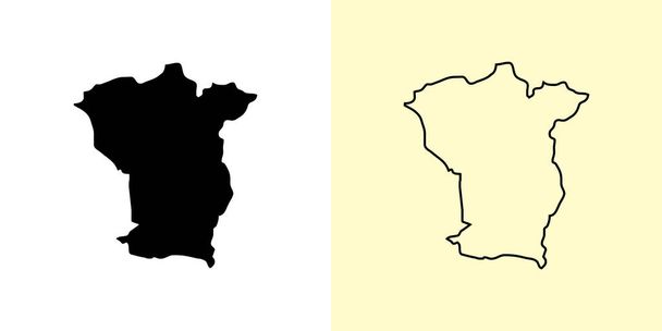 Carte de Cojedes, Venezuela, Amériques. Rempli et esquisser des dessins de carte. Illustration vectorielle - Vecteur, image