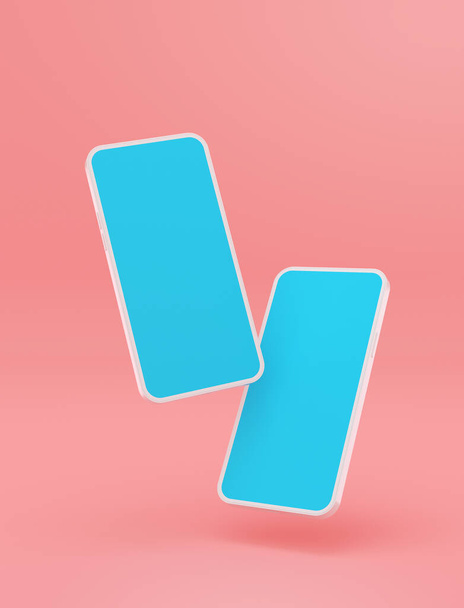 Mockup két okostelefon, hogy lebeg a levegőben egymás mellett. 3D renderelés - Fotó, kép