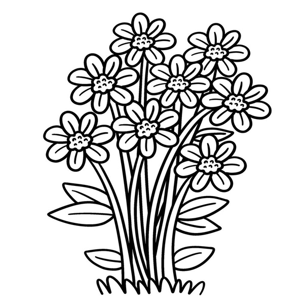 A cute and funny coloring page of a flowers. Provides hours of coloring fun for children. To color, this page is very easy. Suitable for little kids and toddlers.  - Vettoriali, immagini