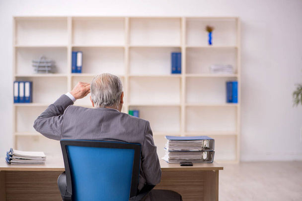 Old boss employee sitting at workplace - Photo, Image