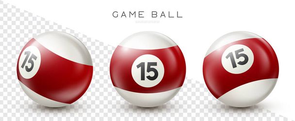 Biljart, rode poolbal met nummer 15 Snooker of loterij bal op transparante achtergrond Vector illustratie - Vector, afbeelding