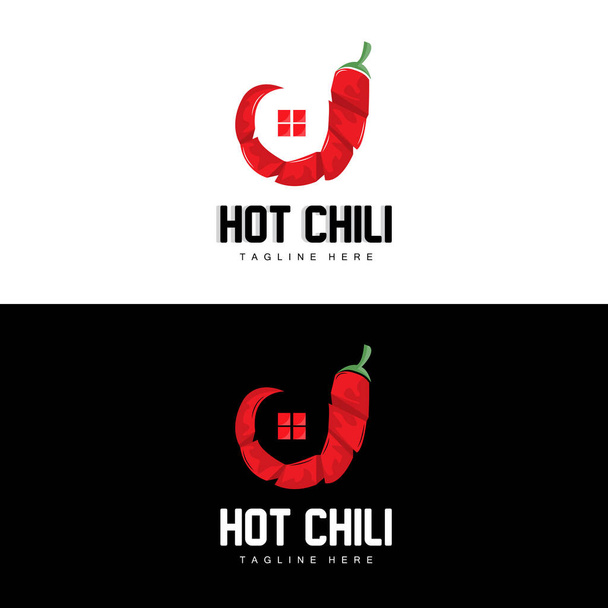 Logo de chile rojo, Vector de chiles picantes, Ilustración de Chili Garden House, Ilustración de la marca del producto de la compañía - Vector, Imagen